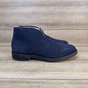 Church's Jockey Suede Boots Mens UK7 US8 G Blue Ankle Lace-Up Handmade England